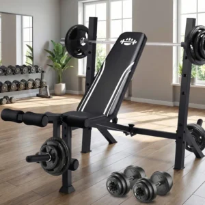 Heavy-Duty Collapsible Weight Bench With Squat Rack